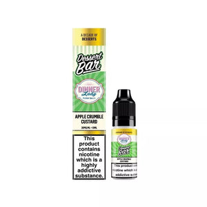 Dinner Lady Dessert Bar 10ml Nic Salt Vape Juice Apple Crumble Custard Flavour Great for Pod Vape Kits & MTL Vape Tanks