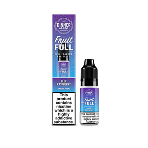 Dinner Lady Fruit Full Blue Raspberry 10ml Nic Salt bottle and packaging with warning label.
