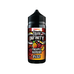 Doozy Infinity Pod Fill 50/50 Pineapple Raspberry Flavour 100ml Shortfill Vape Juice Great For Refillable Pod Vape Kits