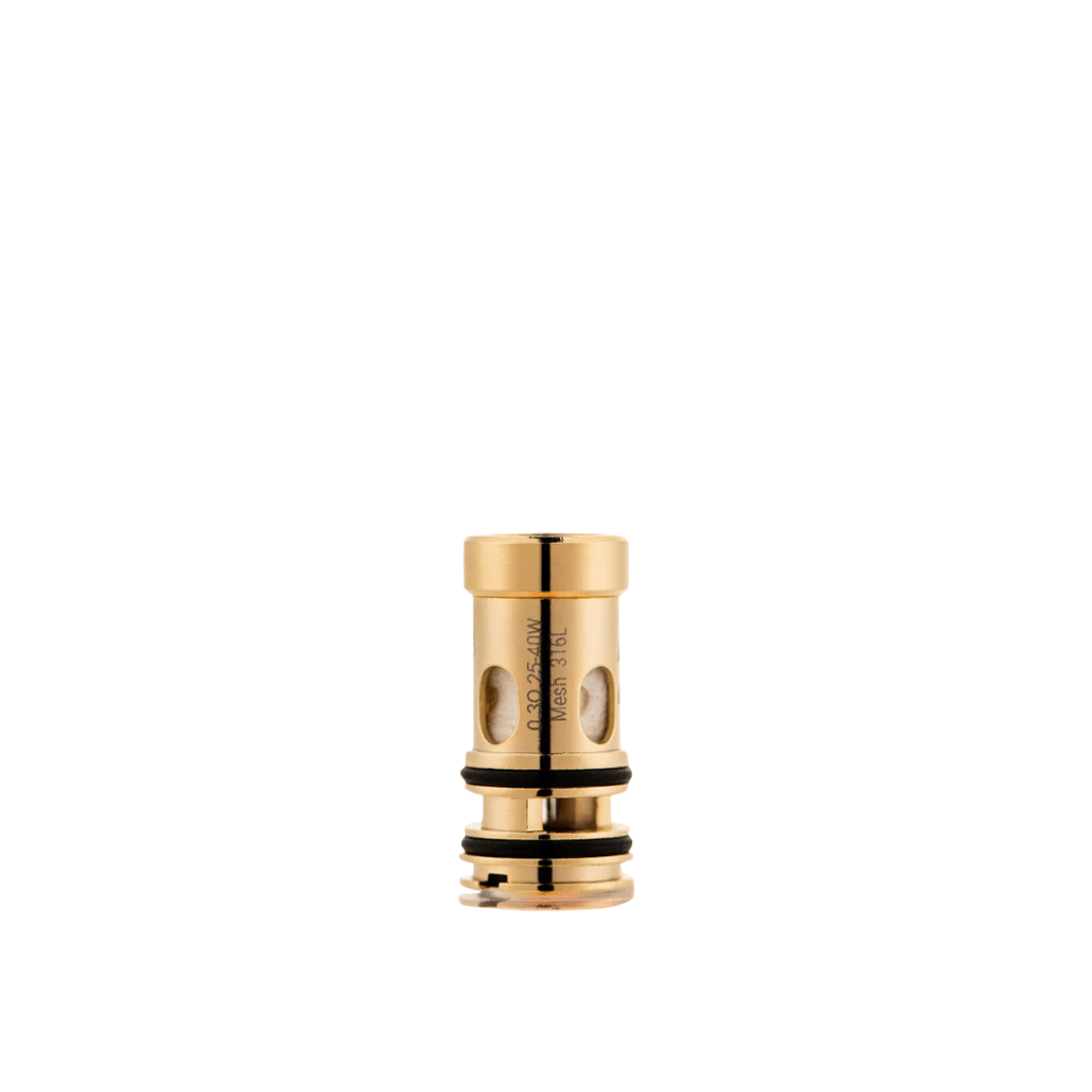 Dotmod Dotcoil replacement coil, 0.3 ohm, gold finish, isolated on a white background.