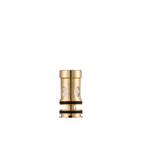 Dotmod DotCoil replacement coil, gold, with visible wicking ports, isolated on white background.