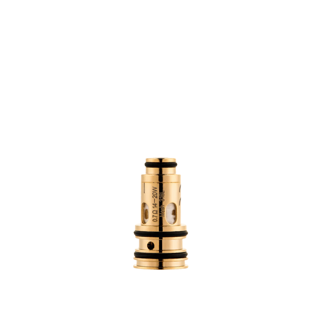 Dotmod dotcoil replacement coil, 0.7 ohm, gold finish, isolated on a white background.