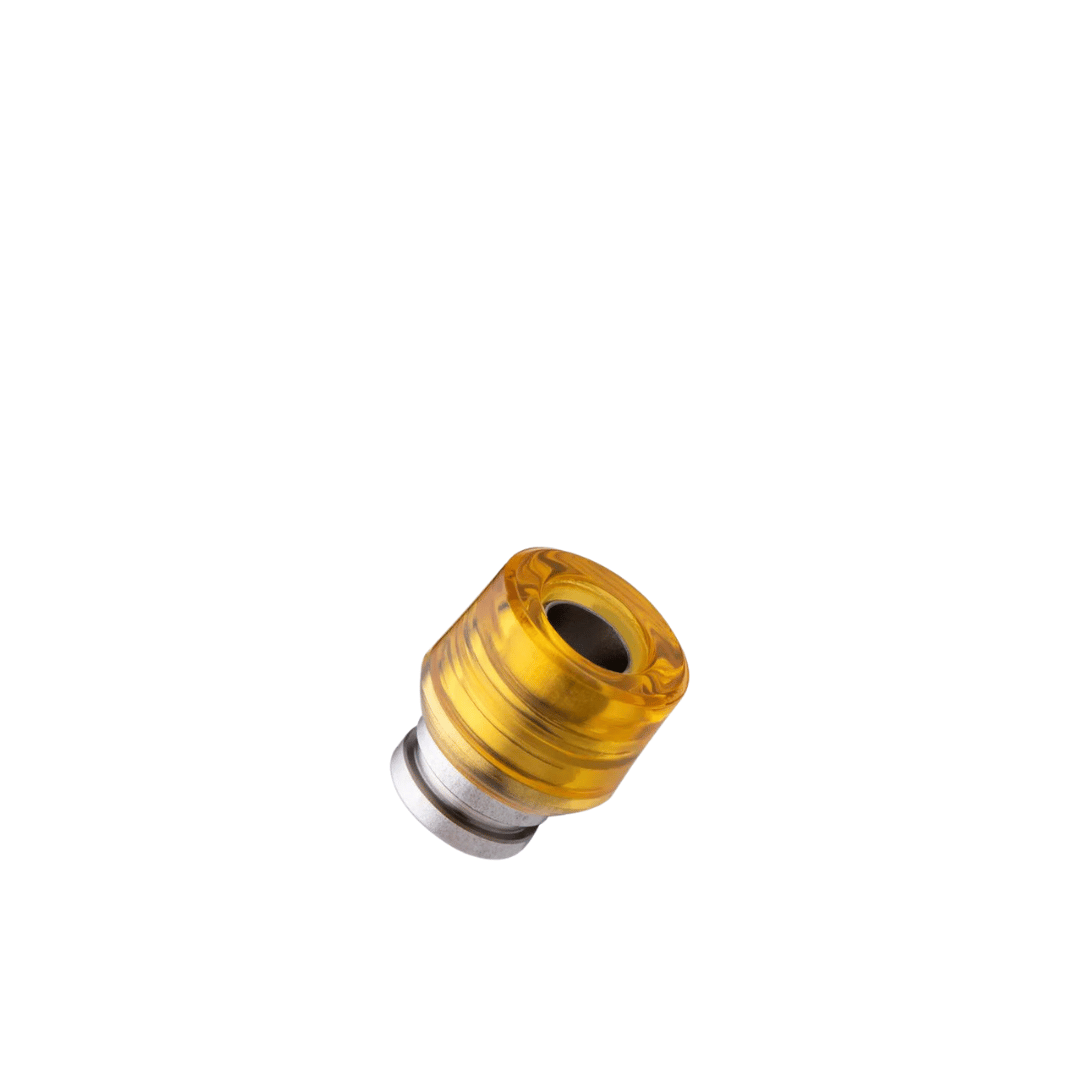 Gold Dotmod dottip vape accessory on a white background.