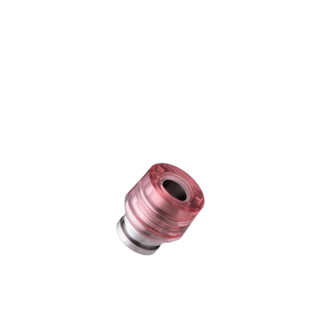 Pink Dotmod Dottip X drip tip on a white background.