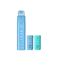 Elf Bar 1200 Blueberry Edition vape kit with two flavour pods: Blueberry Cranberry and Blueberry Raspberry.