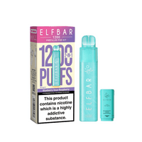 Elf Bar 1200 Blueberry Sour Raspberry vape kit, packaging and device displayed on a white background.