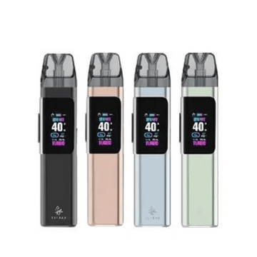 Four Elf Bar Elfyx Pro Pod Vape Kits in black, pink, blue, and green are displayed.