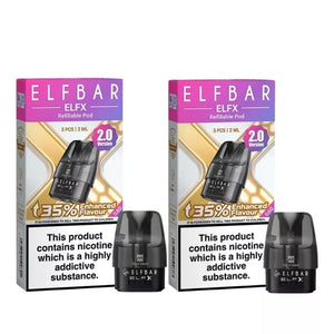 Elf Bar ELFX replacement pod cartridges V2, 0.8 ohm & 0.6 ohm, 3-pack box