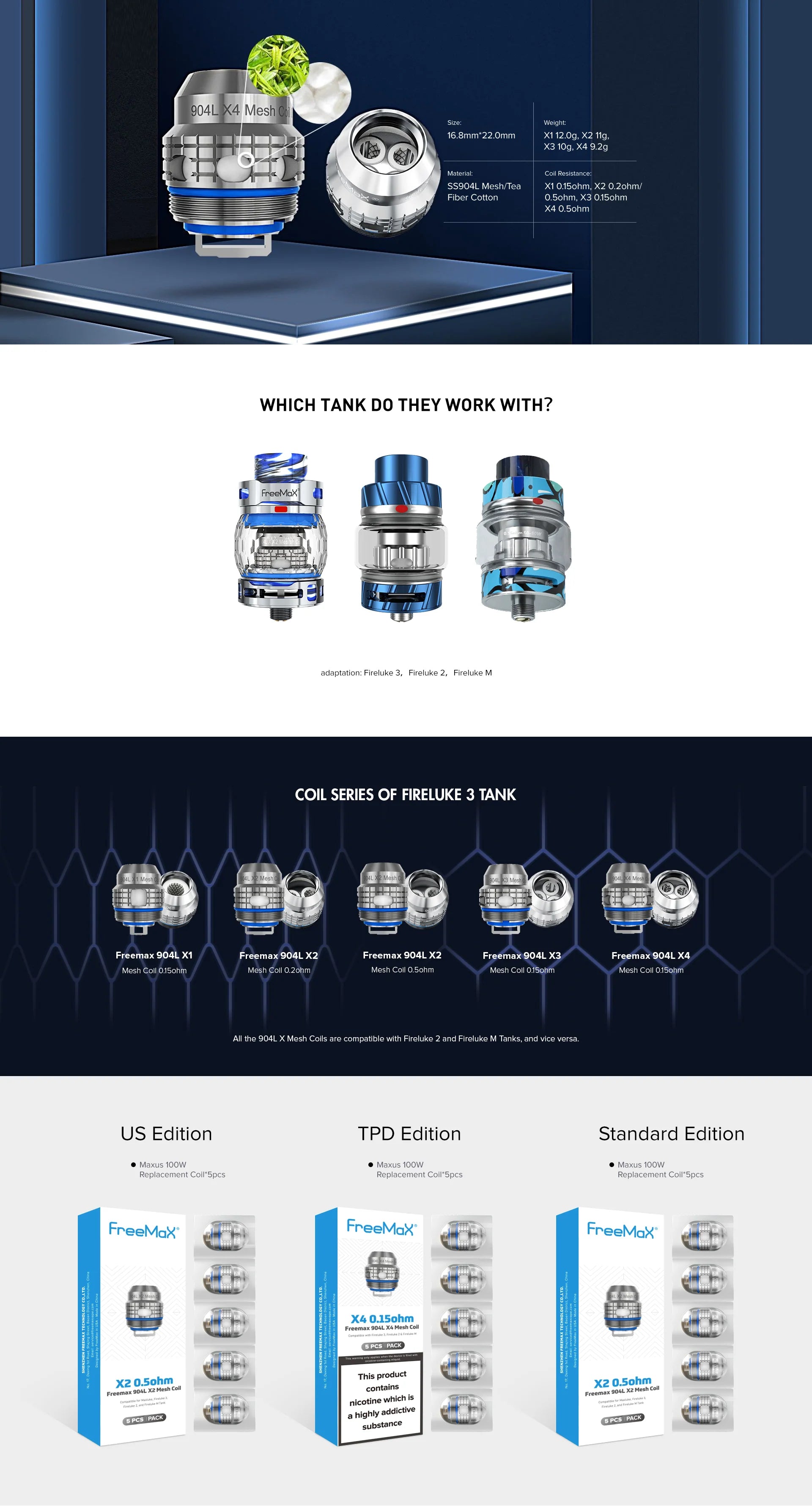 Freemax 904L X Mesh Coil Heads - ECIGONE