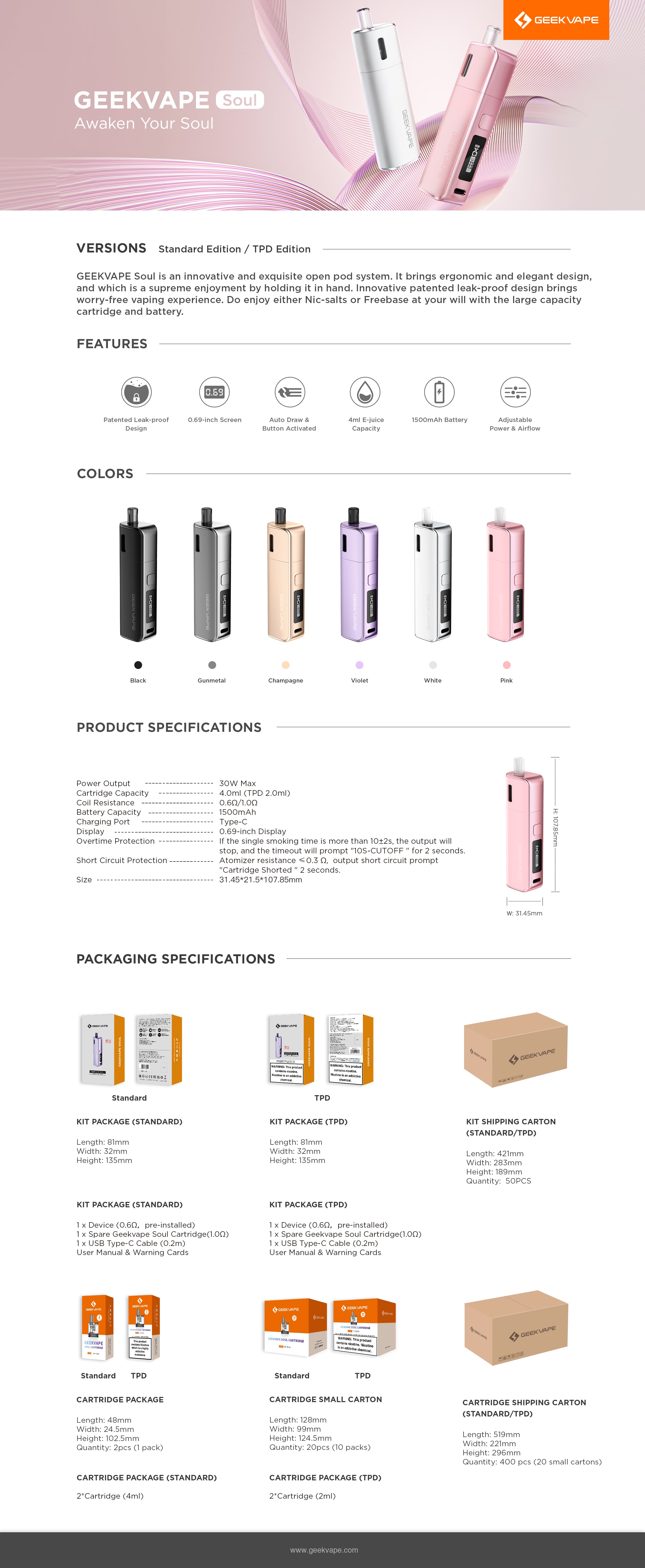 Geekvape Soul Pod Vape Kit - ECIGONE