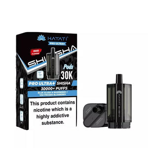 Hayati Pro Ultra Plus Shisha 30K Blue Slush & Raspberry / Vim Frozen Blueberry Pods For The Hayati Pro Ultra Plus Shisha 30K Kit