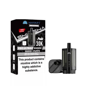 Hayati Pro Ultra Plus Shisha 30K Bru Ice Lemon Mint / Bru Ice & Rubi Lychee Pods For The Hayati Pro Ultra Plus Shisha 30K Kit