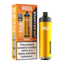 Instapod 6000 Vape Starter Kits in Bubblegum and Blue Raspberry Lemonade flavours, featuring a mesh coil and 6,000 puffs capacity
