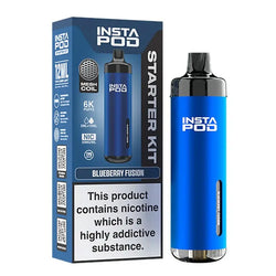 Instapod 6000 Vape Starter Kits in Bubblegum and Blue Raspberry Lemonade flavours, featuring a mesh coil and 6,000 puffs capacity