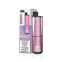 IVG 2400 disposable vape kit in pink with box, labelled "Strawberry Ice," 2400 puffs.