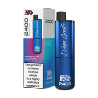 IVG 2400 Disposable Pod Kit Blueberry Edition, packaging with product and nicotine warning.