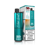 IVG 2400 Disposable Pod Kit Coconut Edition, teal packaging with product and nicotine warning.