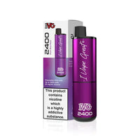 IVG 2400 disposable pod kit in plum blue razz flavour, with packaging displayed.