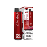 IVG 2400 Disposable Pod Kit, Pomegranate Edition, red packaging, nicotine warning visible.