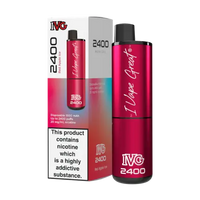 IVG 2400 Disposable Pod Kit red apple ice, packaging with product and nicotine warning.