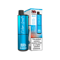 IVG 2400 Disposable Pod Kit 4 in 1 Slush Edition, featuring blue packaging and flavour options.