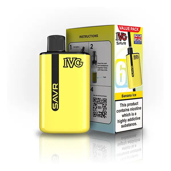 IVG SAVR Prefilled Pod Vape Kit banana ice flavour