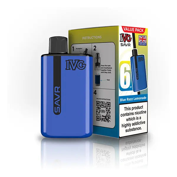 IVG SAVR Prefilled Pod Vape Kit blue razz lemonade flavour