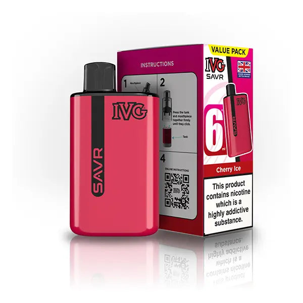 IVG SAVR Prefilled Pod Vape Kit cherry ice flavour