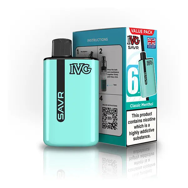 IVG SAVR Prefilled Pod Vape Kit classic menthol flavour