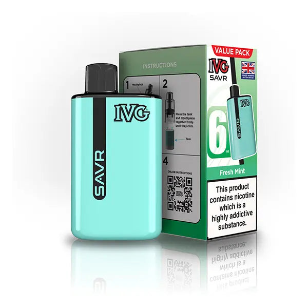 IVG SAVR Prefilled Pod Vape Kit fresh mint flavour