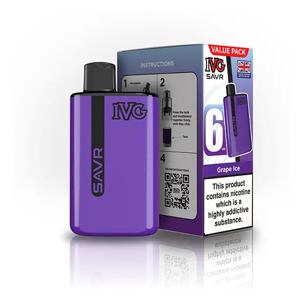 IVG SAVR Prefilled Pod Vape Kit grape ice flavour