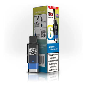 IVG SAVR Prefilled Vape Pods Refill Containers blue razz lemonade flavour