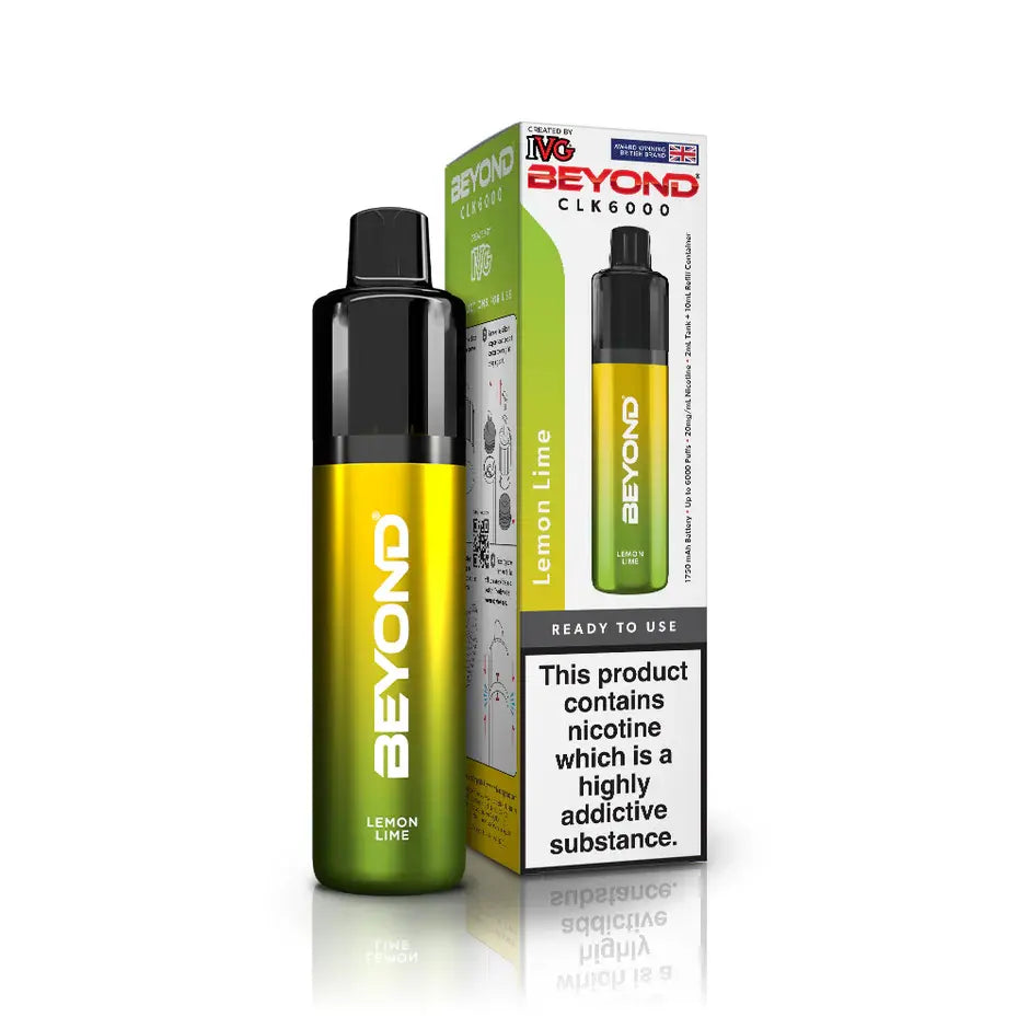 IVG Beyond CLK 6000 disposable vape kit in Lemon Lime flavour with packaging.