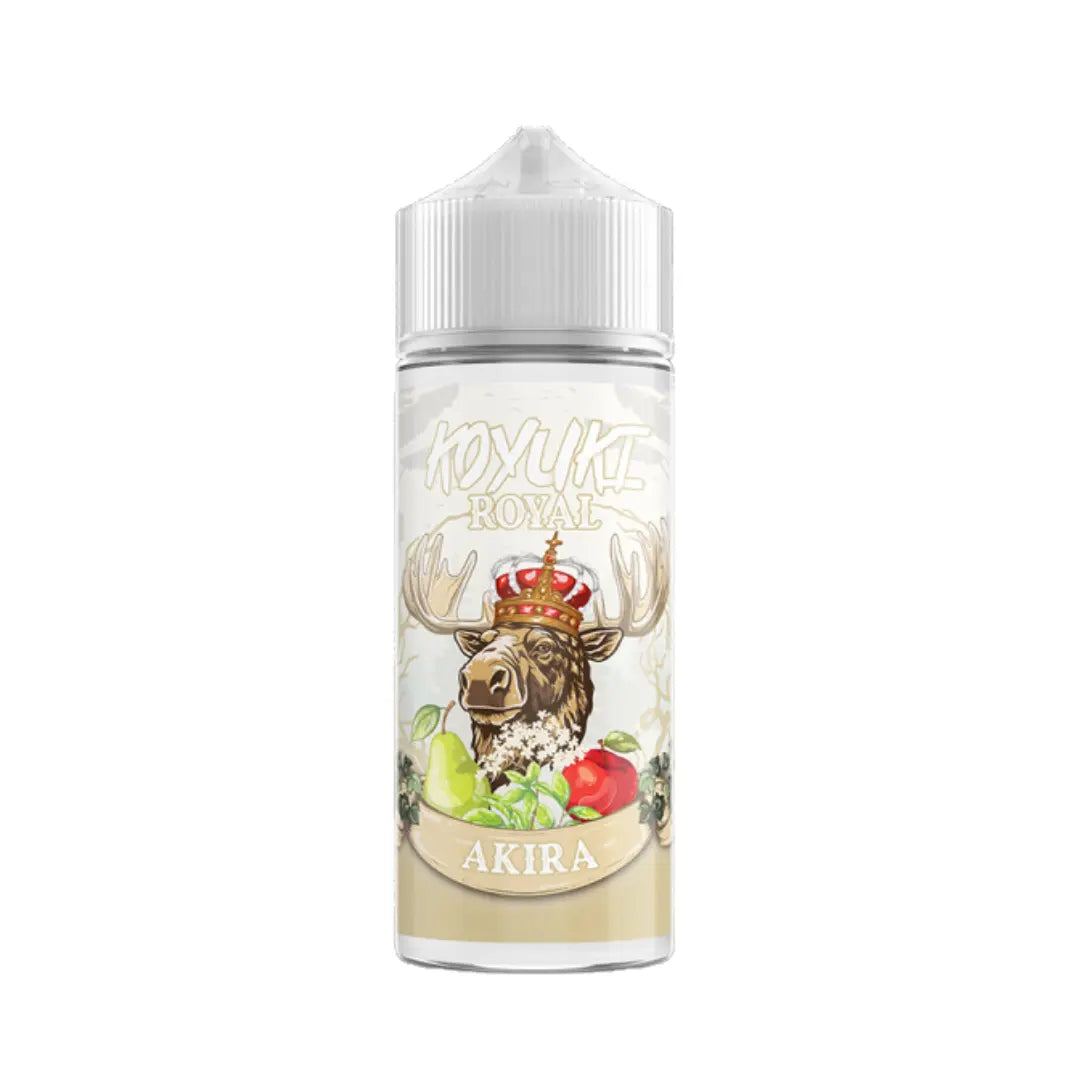 Koyuki Royal Akira 100ml shortfill bottle with a crowned moose illustration on the label.