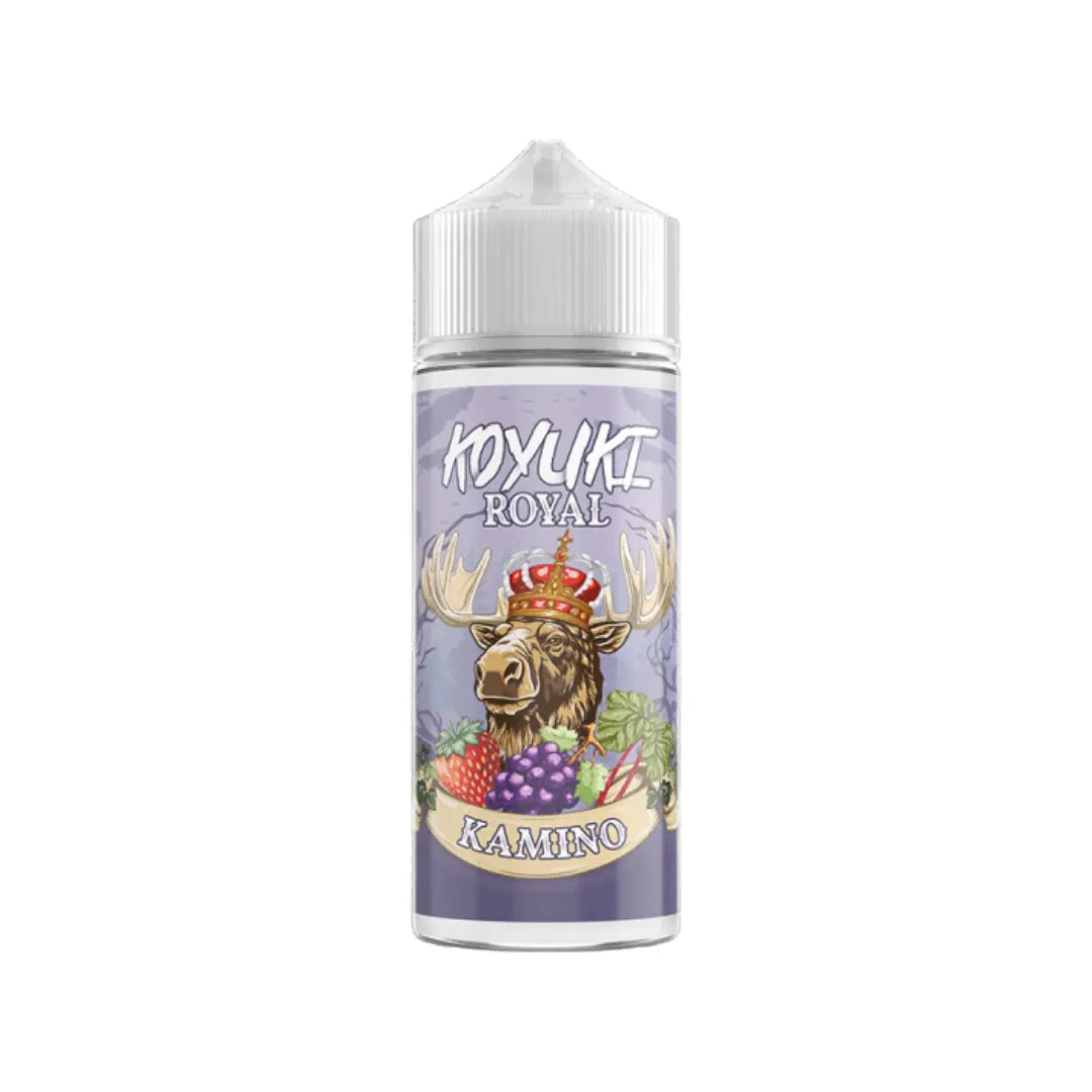 KOYUKI Royal Kamino 100ml shortfill e-liquid bottle with a crowned moose and berry design.