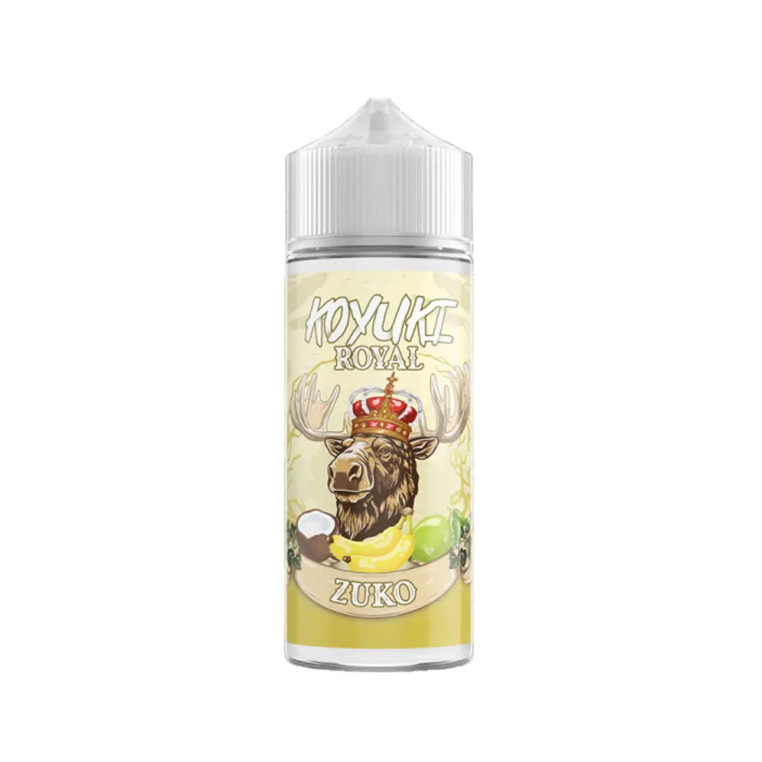 KOYUKI Royal Zuko 100ml shortfill e-liquid bottle with a crowned moose on the label.