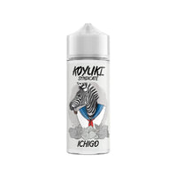 KOYUKI Syndicate Ichigo 100ml shortfill with zebra illustration on the label.