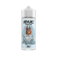 Koyuki Syndicate Inu 100ml shortfill bottle with dog illustration on a light blue label.