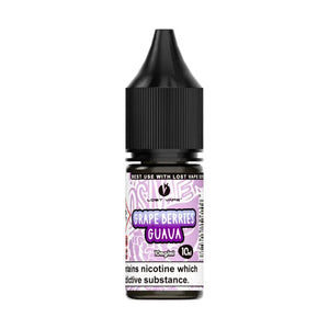 Lost Vape Bar Salts 10ml bottle with Grape Berries Guava flavour, black cap, and label details.