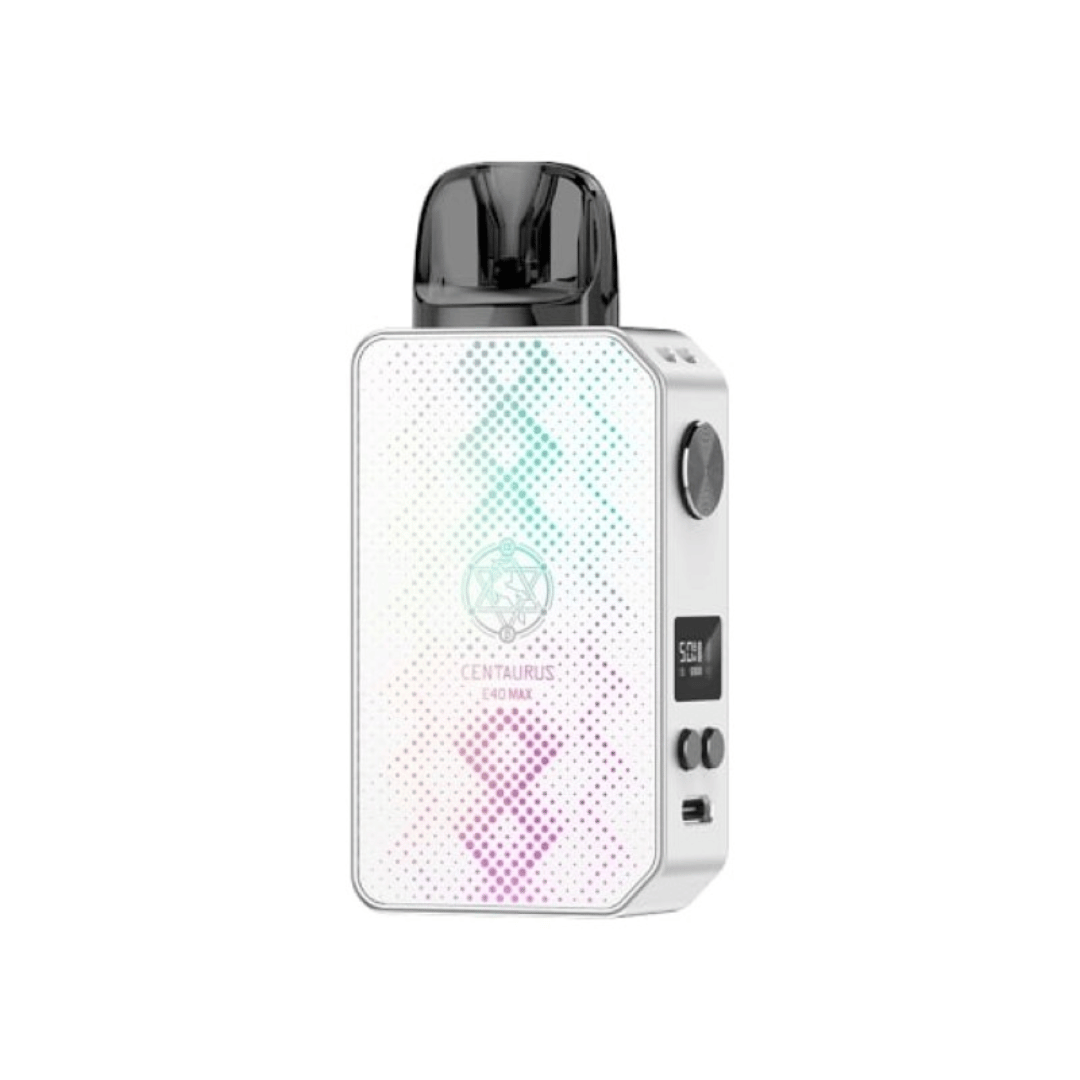 Lost Vape Centaurus E40 Max Pod Kit in Prism White with digital display and buttons.