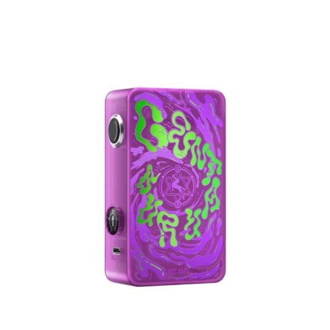 Lost Vape Centaurus P200 Box Mod in purple with green abstract design, Siren Echo edition.