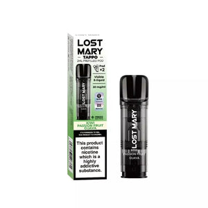 Lost Mary Tappo Prefilled Vape Pod Containing Kiwi passion fruit Guava Flavoured 20mg Nic Salt E-liquid for the Lost Mary Tappo Pro Pod Kit