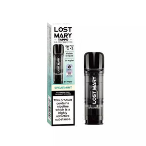 Lost Mary Tappo Prefilled Vape Pod Containing Spearmint Flavoured 20mg Nic Salt E-liquid for the Lost Mary Tappo Pro Pod Kit