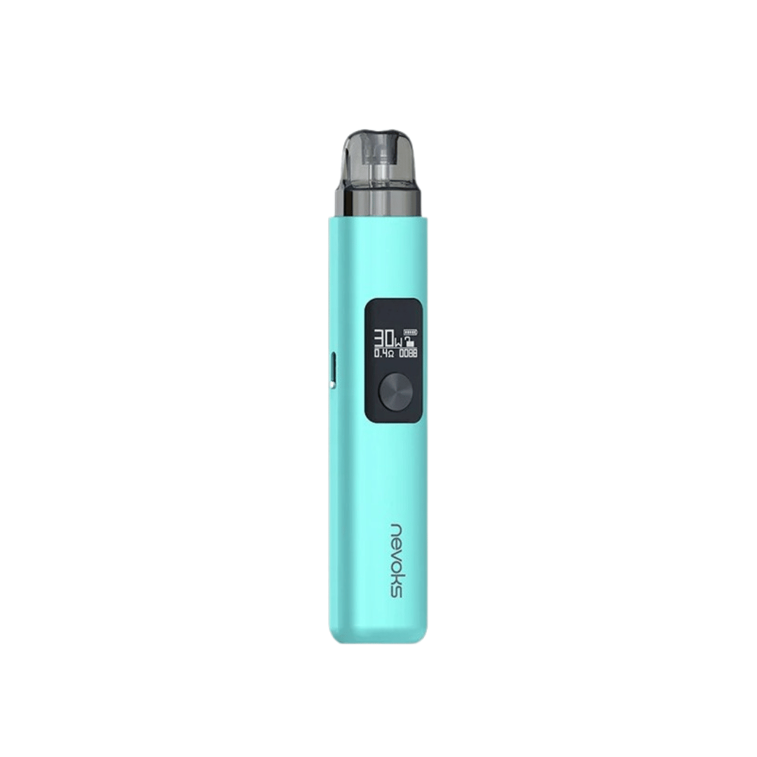 Nevoks Feelin AX Pod Kit in Lake Green with digital display and sleek design.