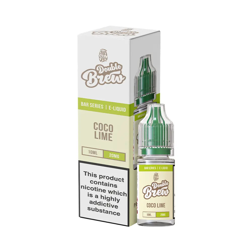 Ohm Brew Double Brew Coco Lime e-liquid, 10ml bottle with packaging.