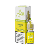 Ohm Brew Double Brew Lemon Ice e-liquid box and bottle, 10ml, with nicotine warning label.