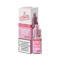 Ohm Brew Double Brew Strawberry Custard Deluxe 10ml e-liquid bottle and packaging.