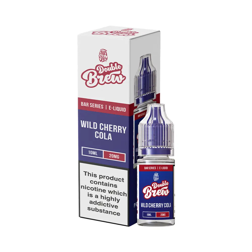 Ohm Brew Double Brew Wild Cherry Cola 10ml e-liquid bottle and box.