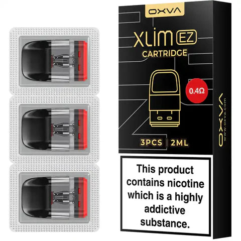 oxva xlim ez pod cartridge 0.4ohm red 3 pack with black box