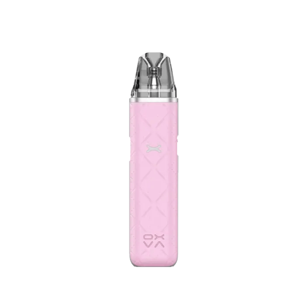 Pink OXVA Xlim GO pod vape kit with a textured design and clear mouthpiece.